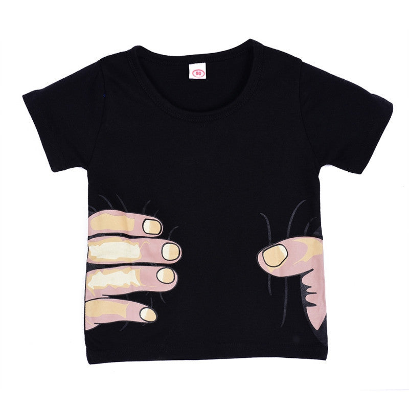 kids clothes girls boys hand printed 3d effect funny t-shirtss child tops tee shirts J4U66
