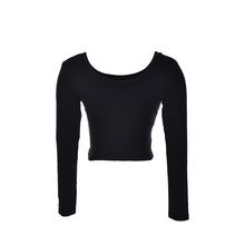 Ladies long Sleeve t shirt women tops Fall Sexy Crop Top Basic Stretch T-shirts Bare-midriff Black Grey White J4U66