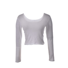 Ladies long Sleeve t shirt women tops Fall Sexy Crop Top Basic Stretch T-shirts Bare-midriff Black Grey White J4U66