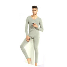 men 2pcs spandex thermal underwear pajama set long johns tops bottomxxxl J4U66