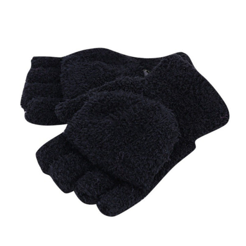 New Men Women Gloves Warm Half Finger Flip Knitted Mittens Glove 6 Colors  J4U66