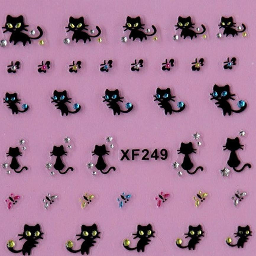 Nail Art Stickers Decals Nail Decoration Diamond Cat Butterf Lucky J4U66