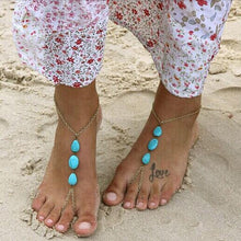 Nice Turquoise Beads Silver Chain Anklet Ankle Bracelet Foot Jewelry  J4U66