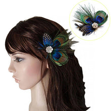 Peacock Feather Sparkling Rhinestones Bridal Wedding Hair Clip Head Accessory for Women Lady Beauty J4U66