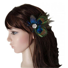 Peacock Feather Sparkling Rhinestones Bridal Wedding Hair Clip Head Accessory for Women Lady Beauty J4U66