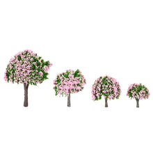 plastic trees model train layout garden scenery 4pcs white and pink flower trees model diorama miniature model toys J4U66