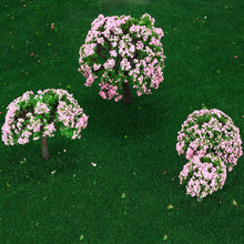 plastic trees model train layout garden scenery 4pcs white and pink flower trees model diorama miniature model toys J4U66