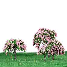 plastic trees model train layout garden scenery 4pcs white and pink flower trees model diorama miniature model toys J4U66