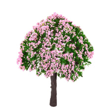 plastic trees model train layout garden scenery 4pcs white and pink flower trees model diorama miniature model toys J4U66