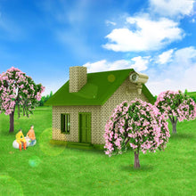 plastic trees model train layout garden scenery 4pcs white and pink flower trees model diorama miniature model toys J4U66