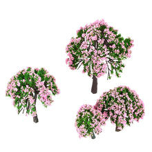 plastic trees model train layout garden scenery 4pcs white and pink flower trees model diorama miniature model toys J4U66
