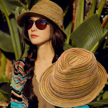 korean style women beach foldable straw sunhat rainbow sunbonnet for lady womens sunhats J4U66