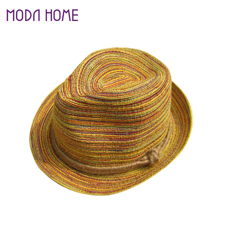 korean style women beach foldable straw sunhat rainbow sunbonnet for lady womens sunhats J4U66