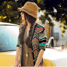korean style women beach foldable straw sunhat rainbow sunbonnet for lady womens sunhats J4U66