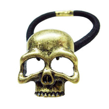 Punk Skull Hair Tie Cuff Wrap Ponytail Holder Hair Band Rope Accessories Gold,Silver,Bronze color J4U66