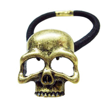 Punk Skull Hair Tie Cuff Wrap Ponytail Holder Hair Band Rope Accessories Gold,Silver,Bronze color J4U66