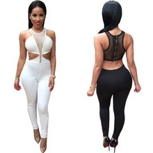 rompers womens jumpsuits sexy mesh cut out sleeveless bodysuit women solid playsuit bodycon jumpsuit overalls clubwear J4U66