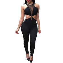 rompers womens jumpsuits sexy mesh cut out sleeveless bodysuit women solid playsuit bodycon jumpsuit overalls clubwear J4U66