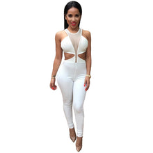 rompers womens jumpsuits sexy mesh cut out sleeveless bodysuit women solid playsuit bodycon jumpsuit overalls clubwear J4U66