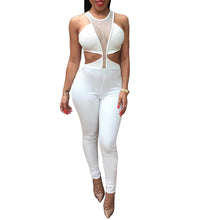 rompers womens jumpsuits sexy mesh cut out sleeveless bodysuit women solid playsuit bodycon jumpsuit overalls clubwear J4U66