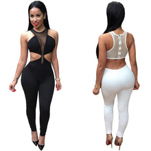rompers womens jumpsuits sexy mesh cut out sleeveless bodysuit women solid playsuit bodycon jumpsuit overalls clubwear J4U66