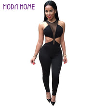 rompers womens jumpsuits sexy mesh cut out sleeveless bodysuit women solid playsuit bodycon jumpsuit overalls clubwear J4U66