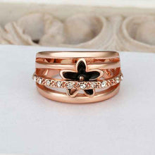 18k gold plated ring pink insets flower anillos charms  53 J4U66