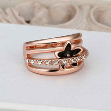 18k gold plated ring pink insets flower anillos charms  53 J4U66