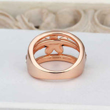 18k gold plated ring pink insets flower anillos charms  53 J4U66