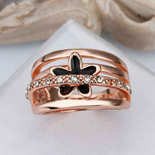 18k gold plated ring pink insets flower anillos charms  53 J4U66