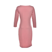 Sexy Casual black winered pink Crew Neck Three Quarter Midi Dress Work Style Women Bodycon Dresses J4U66