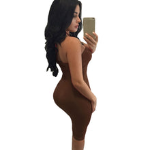 sexy club dress women bodycon dress halter lace up hollow out bandage dress solid party dresses black red brown J4U66
