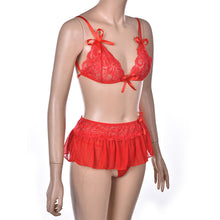 Sexy Costumes Details Sexy Lingerie Dress Underwear Lace Set Erotic Lingerie+G-string Balck Red  J4U66