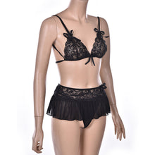Sexy Costumes Details Sexy Lingerie Dress Underwear Lace Set Erotic Lingerie+G-string Balck Red  J4U66