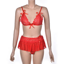 Sexy Costumes Details Sexy Lingerie Dress Underwear Lace Set Erotic Lingerie+G-string Balck Red  J4U66