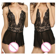 Sexy Lingerie Women Nightwear Underwear Babydoll Sleepwear lace Dress G-string Black/Red color J4U66