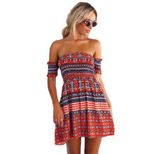 sexy off should bohemian dress elegant print beach casual dresses plus size dress women backless dress vestidos J4U66