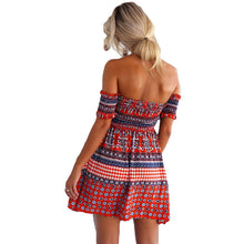 sexy off should bohemian dress elegant print beach casual dresses plus size dress women backless dress vestidos J4U66