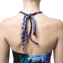 sexy women beach dress floral print halter tie elegant vintage dress purple women party maxi dress vestidos J4U66