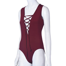 Sexy Women Bodysuit Plunge V Neckline Lace Up Tie Front Stretch Playsuit Leotard Jumpsuit Overalls Enteritos Mujer Club Wear J4U66