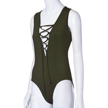 Sexy Women Bodysuit Plunge V Neckline Lace Up Tie Front Stretch Playsuit Leotard Jumpsuit Overalls Enteritos Mujer Club Wear J4U66