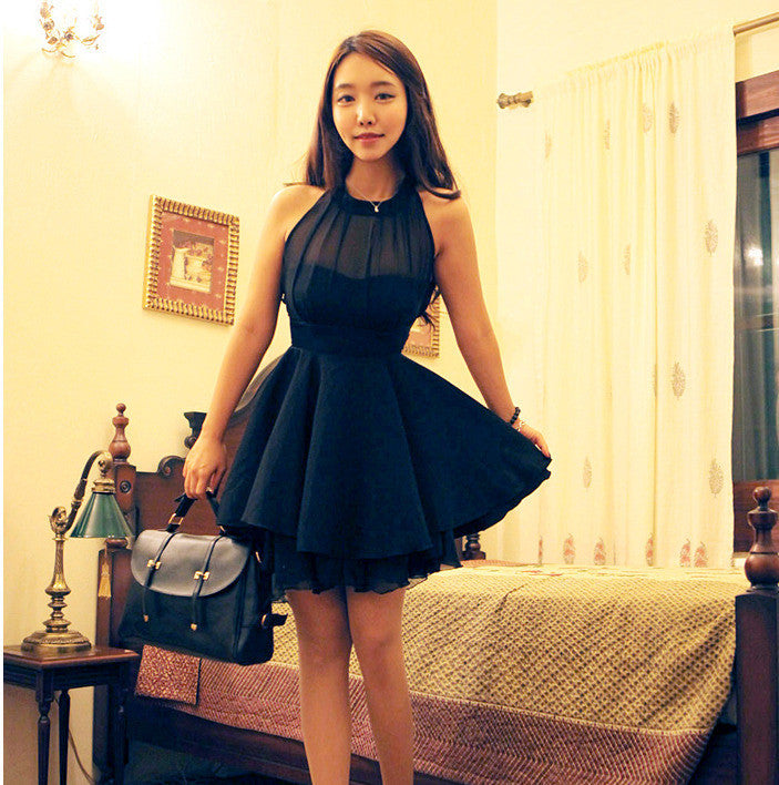 sexy women chiffon dress mesh sleeveless backless party dress sexy club dress clubwear dress black rose J4U66