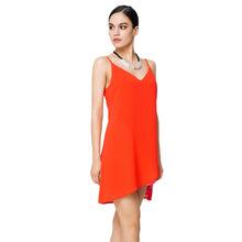 sexy women chiffon dress solid v neck spaghetti strap casual boho dresses plus size beach dress vestidos J4U66