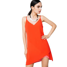 sexy women chiffon dress solid v neck spaghetti strap casual boho dresses plus size beach dress vestidos J4U66