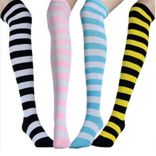 New Sexy Women Ladies Over the Knee Thigh High Striped Cotton Stockings  J4U66