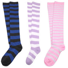 New Sexy Women Ladies Over the Knee Thigh High Striped Cotton Stockings  J4U66