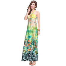 sexy women long dress floral print round neck sleeveless ankle length maxi dress vestidos femininos J4U66