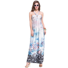 sexy women long dress floral print round neck sleeveless ankle length maxi dress vestidos femininos J4U66