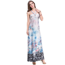 sexy women long dress floral print round neck sleeveless ankle length maxi dress vestidos femininos J4U66