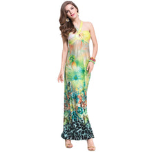 sexy women long dress floral print round neck sleeveless ankle length maxi dress vestidos femininos J4U66
